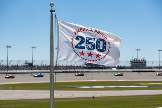 America 250 Flag at Race Track