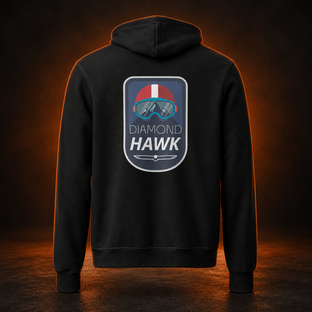 Down Hill Racer hoodie AI-styled studio mockup
