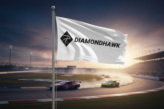 Flag flying in racetrack infield